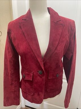 BB Dakota Burgundy Suede Single-Button Blazer